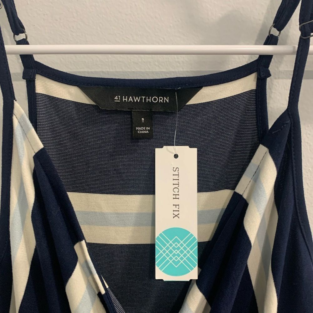41 Hawthorn Blue and White Spaghetti Strap Sundress - Picture 4 of 8